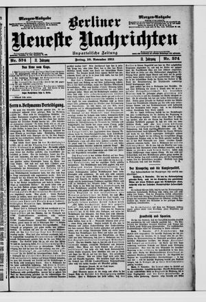 Berliner Neueste Nachrichten vom 10.11.1911