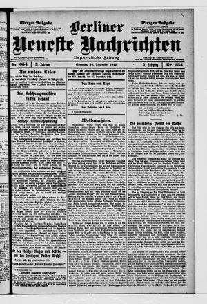 Berliner Neueste Nachrichten vom 24.12.1911