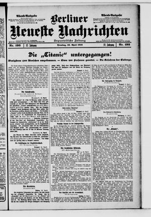 Berliner neueste Nachrichten vom 16.04.1912