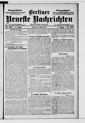 Berliner neueste Nachrichten vom 22.04.1912