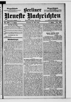 Berliner neueste Nachrichten vom 27.04.1912