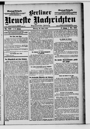 Berliner neueste Nachrichten vom 29.04.1912