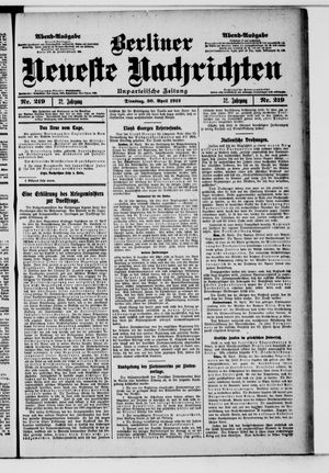 Berliner neueste Nachrichten vom 30.04.1912