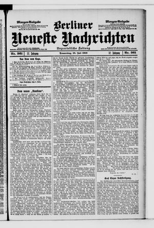 Berliner Neueste Nachrichten vom 18.07.1912