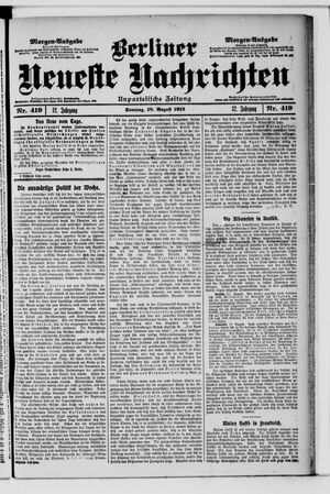 Berliner Neueste Nachrichten vom 18.08.1912