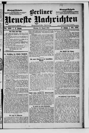 Berliner Neueste Nachrichten vom 19.08.1912