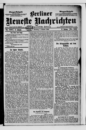 Berliner Neueste Nachrichten vom 01.10.1912