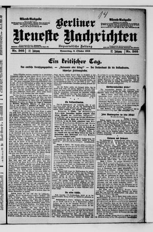 Berliner Neueste Nachrichten vom 03.10.1912
