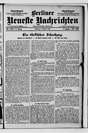 Berliner Neueste Nachrichten vom 07.10.1912
