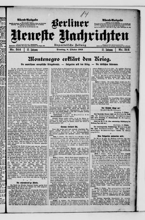 Berliner Neueste Nachrichten vom 08.10.1912