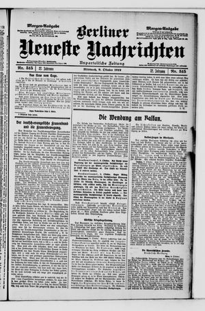 Berliner Neueste Nachrichten vom 09.10.1912