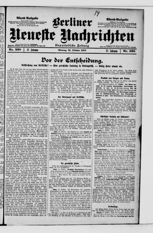 Berliner Neueste Nachrichten vom 21.10.1912