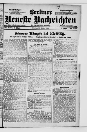 Berliner Neueste Nachrichten vom 22.10.1912