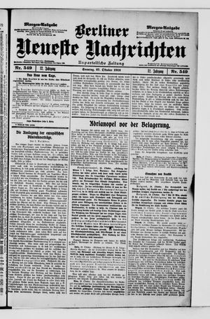 Berliner Neueste Nachrichten vom 27.10.1912