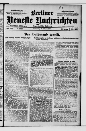 Berliner Neueste Nachrichten vom 31.10.1912