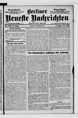 Berliner Neueste Nachrichten vom 01.11.1912
