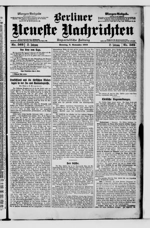 Berliner Neueste Nachrichten vom 03.11.1912