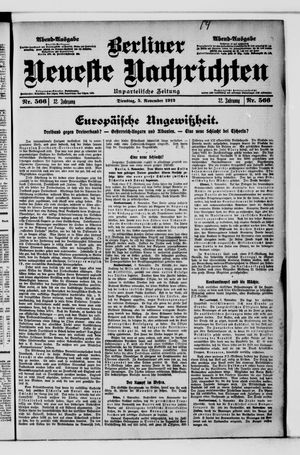 Berliner Neueste Nachrichten vom 05.11.1912