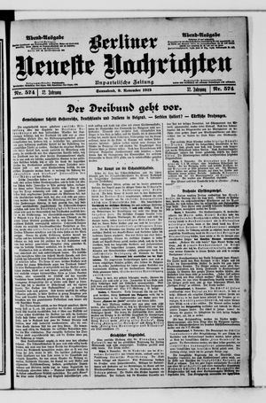 Berliner Neueste Nachrichten vom 09.11.1912