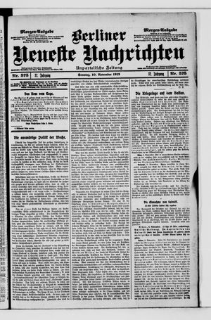 Berliner Neueste Nachrichten vom 10.11.1912