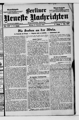 Berliner Neueste Nachrichten vom 11.11.1912