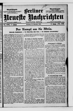 Berliner Neueste Nachrichten on Nov 12, 1912