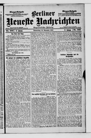 Berliner Neueste Nachrichten vom 14.11.1912