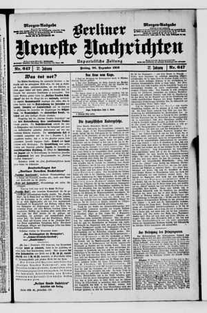 Berliner Neueste Nachrichten vom 20.12.1912