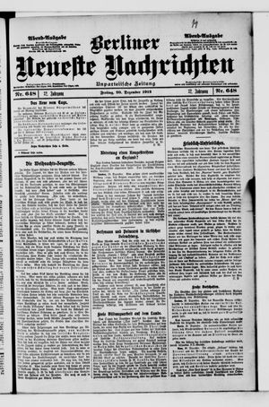 Berliner Neueste Nachrichten vom 20.12.1912