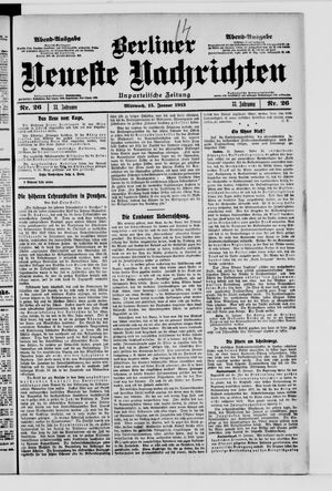 Berliner neueste Nachrichten vom 15.01.1913