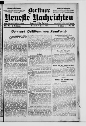 Berliner Neueste Nachrichten vom 18.01.1913
