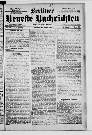 Berliner neueste Nachrichten on Jan 18, 1913
