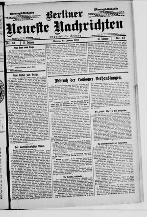 Berliner neueste Nachrichten vom 27.01.1913