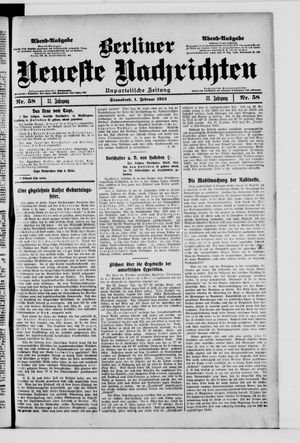 Berliner Neueste Nachrichten on Feb 1, 1913