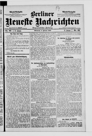 Berliner neueste Nachrichten vom 05.02.1913