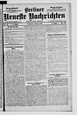 Berliner neueste Nachrichten vom 08.02.1913