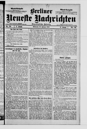 Berliner neueste Nachrichten vom 19.02.1913