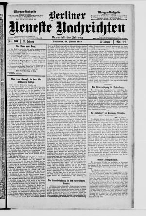 Berliner neueste Nachrichten on Feb 22, 1913