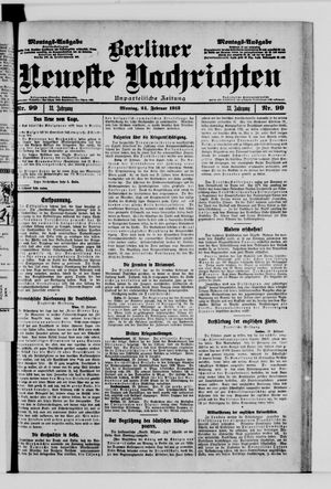 Berliner neueste Nachrichten on Feb 24, 1913