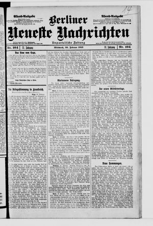 Berliner neueste Nachrichten vom 26.02.1913