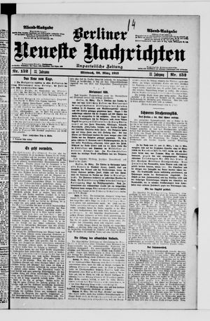Berliner neueste Nachrichten on Mar 26, 1913