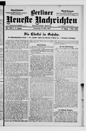 Berliner neueste Nachrichten vom 27.03.1913
