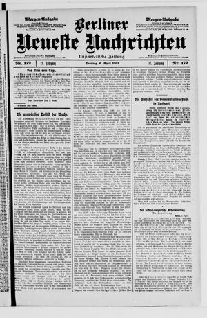 Berliner neueste Nachrichten vom 06.04.1913