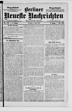 Berliner neueste Nachrichten vom 08.04.1913