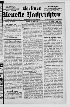 Berliner Neueste Nachrichten vom 16.04.1913