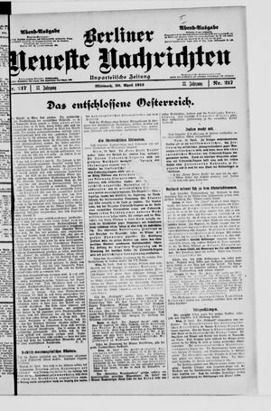Berliner Neueste Nachrichten vom 30.04.1913