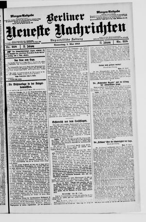 Berliner Neueste Nachrichten vom 01.05.1913