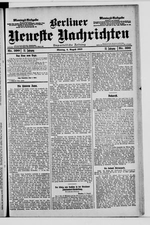 Berliner Neueste Nachrichten vom 04.08.1913