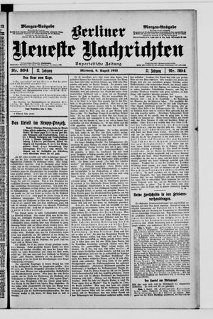 Berliner Neueste Nachrichten on Aug 6, 1913