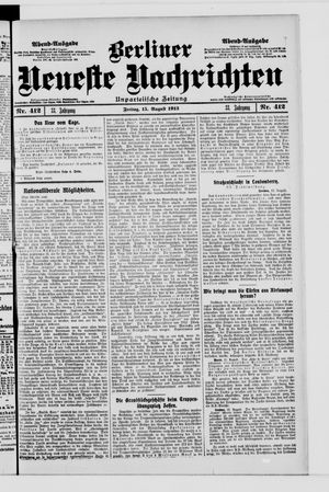 Berliner Neueste Nachrichten on Aug 15, 1913